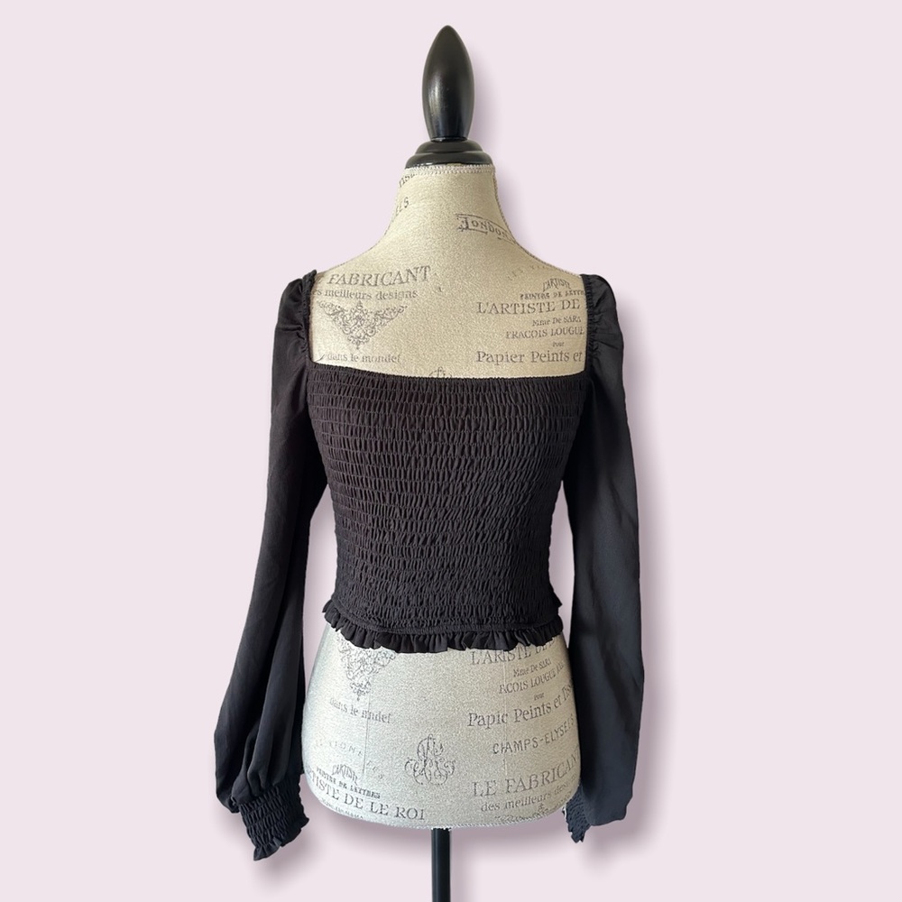 Superdown Black Cropped Blouse Small - image 2